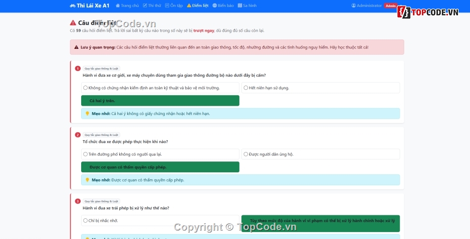 thi thử bằng lái xe hạng a1,thi bằng lái xe,a1,bằng lái xe,thi thử